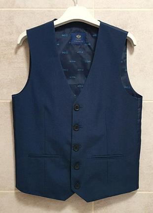 Next жилет ~ 13-14 лет - синий - 618-928 - классическая подростковая жилетка костюмная - же13 ж14👉 подойдет на обхват груди ~ 81-87 см