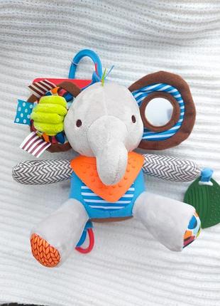Мягкий слон-погремушка с кольцами