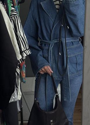 Джинсова куртка з поясом