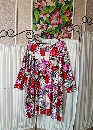 Красива якісна натуральна туніка в квіти tu woman.