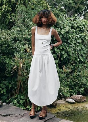 Комбинированное платье миди zara зара l