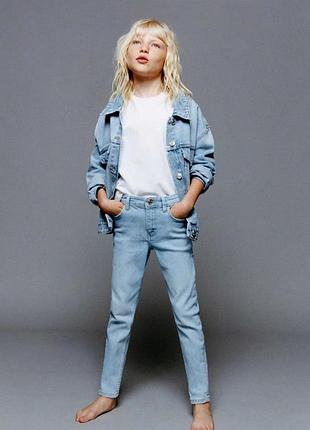 Голубые стрейчевые джинсы skinny zara для девочки 164, 13-14 лет
