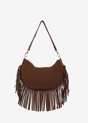 Замшева сумка з бахромою коньячного кольору. італія 🇮🇹