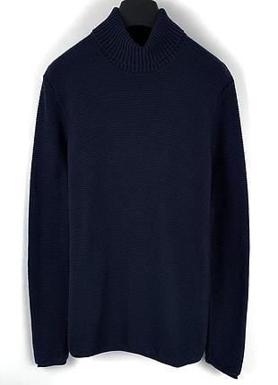 Чоловічий чорний бавовняний вʼязаний светр з горловиною mr.f розмір l