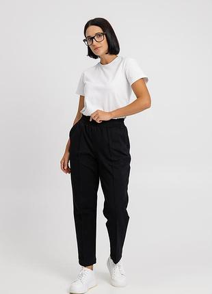 Классические черные брючки с высокой посадкой. разм. l