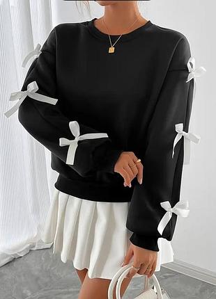 Wow🤩 трендовый батник с бантиками на рукавах. тепленький на флисе. в свободном оверсайз стиле.