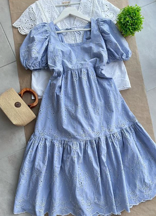 Нежное хлопковое миди платье прошва primark