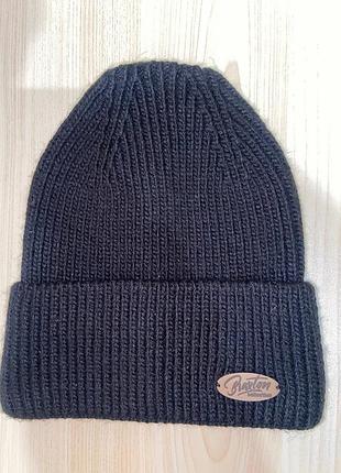 Мужская теплая вязаная шапка с отворотом braxton