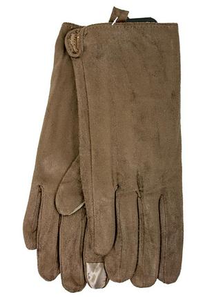 Перчатки замшевые коричневые look 1301-5