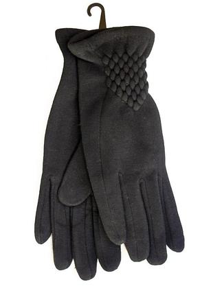Женские стрейчевые перчатки черные маленькие