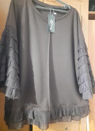 Новый лонг блузон пуловер шоколад нарядка оверсайз