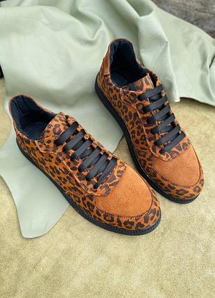 Кеды женские замшевые лео р36-41 из натуральной кожи и замши кроссовки мокасины леопардовые кеды женккие