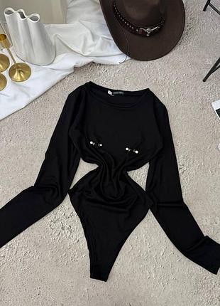 Боди с пирсингом шоколад серый черный