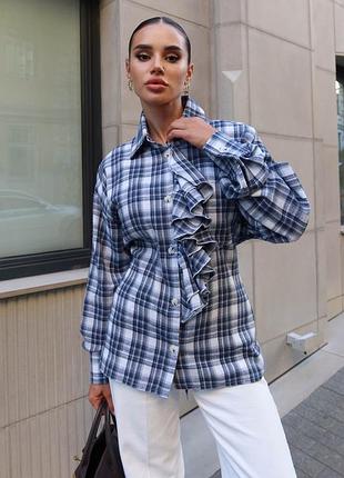 Стильная свободная рубашка цвета джинс