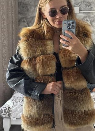✨ куртка-трансформер з натурального хутра лисиці та шкіри ✨