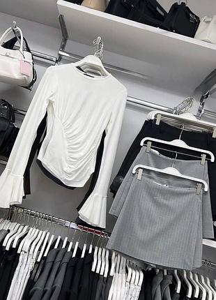 Жіноча повсякденна класична кофта лонгслів тканина джерсі біла