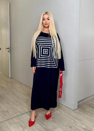 Стильное элегантное женское платье-туника с принтом батал "aspen" код #505