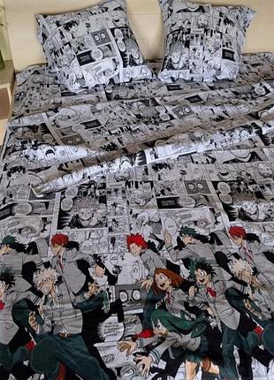 Комплект постільної білизни полуторний 150×220 см бязь gold lux аніме