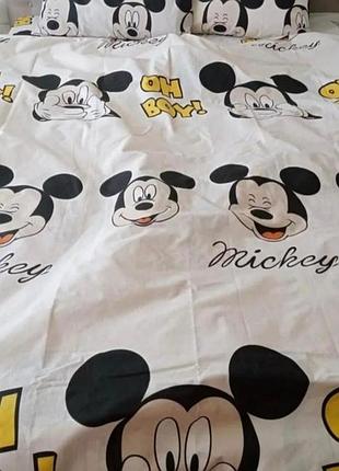 Комплект постільної білизни полуторний 150×220 см бязь gold lux мікі