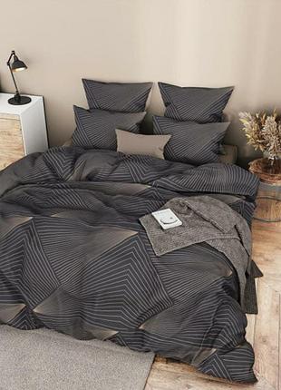 Комплект постільної білизни євро 240×220 см бязь gold черно-коричневий  270314