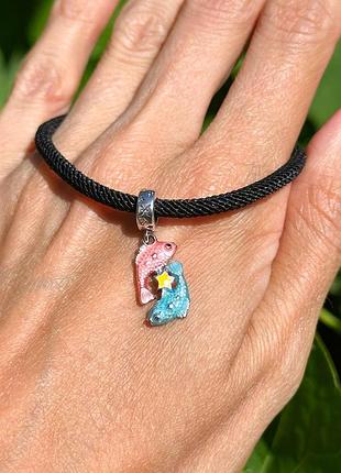 Серебряный шарм, бусина, знаки зодиака рыбы