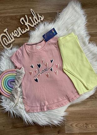 Летний костюм с велосипедками "love" для девочки от 1 до 2 лет (86/92 рост), бренд lupilu ничевина