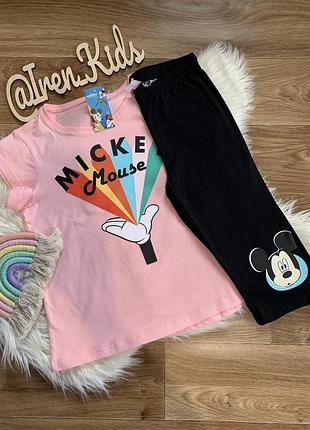 Летний костюм с велосипедками "микки маус" для девочки от 8 до 10 лет (134/140 рост), бренд disney немечья