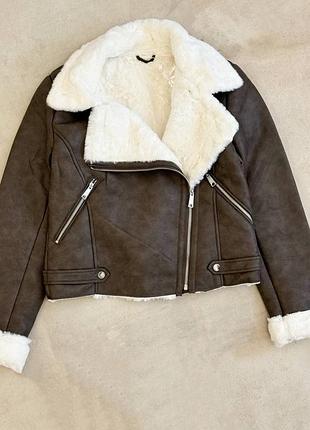 Стильна дублянка із штучним хутром