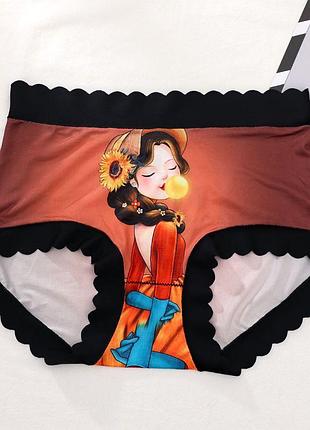 Яркие женские трусы-слипы девушка со сонахом оранжевые l