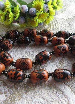 Кольє етнобуси кераміка вінтаж