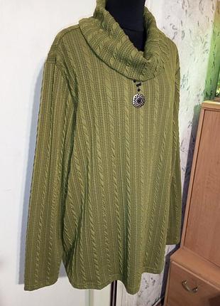 Трикотажная-стрейч фактурная бохо блузка с горлышком хомутом батал cellbes швеция