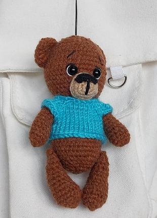 Мишка брелок, медведь обвес на сумку, мишка вязаная игрушка