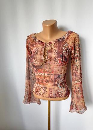 Zebra топ сетка лонгслив лонг сеточка кофта блуза блузка полупрозрачная пляжная летняя 90е y2k