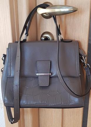 Кожаная сумка prego серая сумочка кроссбоди кожаная сумка тауп