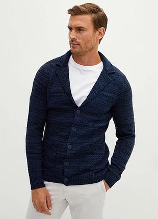 Синя чоловіча кофта lc waikiki/лс вайкікі з вовною, з кишенями, на ґудзиках