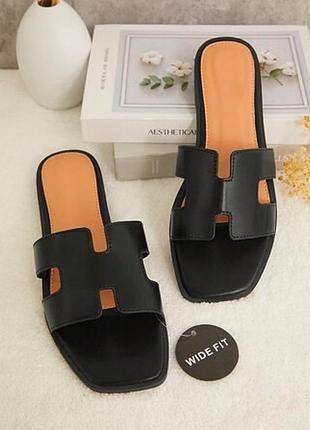 Жіночі чорні шльопанці shein 27 см 🛍️1+1=3🛍️