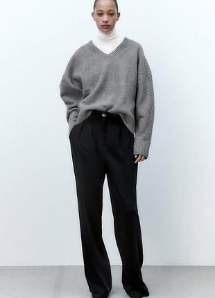 Чорні брюки штани палаццо с защіпами широкі штани zara