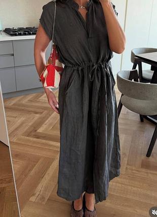 Сукня жіноча льон .женское платье миди италия лен 100%