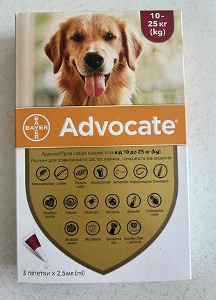 Краплі від бліх та кліщів для собак адвокат 10-25 кг 1 піпетка