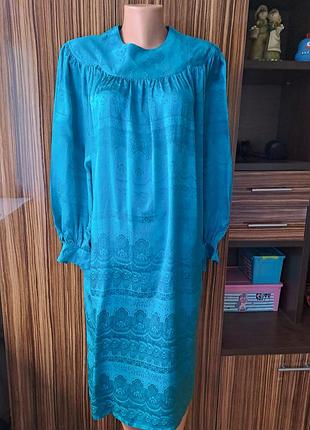 Невероятно красивое эксклюзивное винтажное бирюзовое шелковое платье INsca of damon for starington 100% шелк