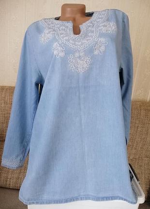 Блуза вышиванка р. 48/50 легкий джинс