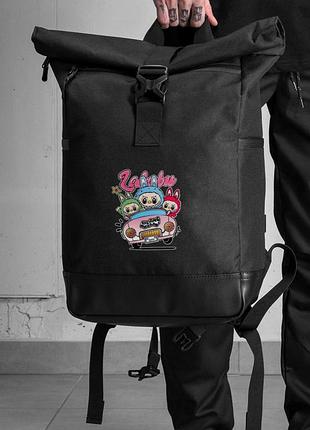 Повседневный рюкзак роллтоп школьный для мальчика/девочки without с принтом лабуба black