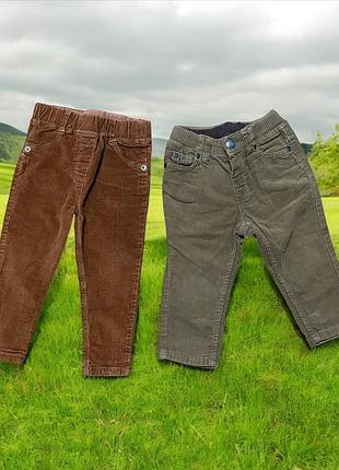 Дві пари вельветових брючок 6-9/74, з підтяжками