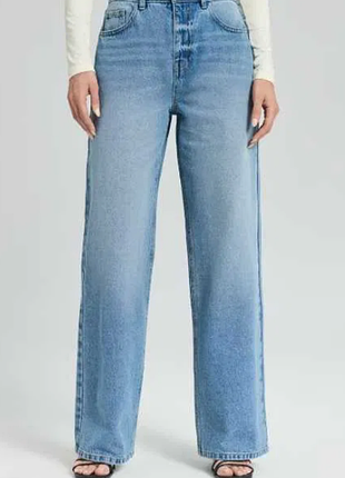 Джинсы джинси широкие  wide leg. 100% котон размер s-м (36/44)новые с биркой