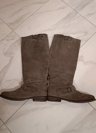 Сапоги женские кожаные hilfiger denim с ремешками 39 раз. демисезонные хаки/ серые