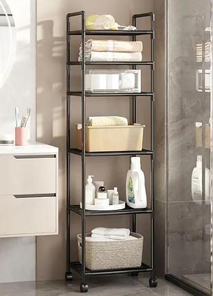 6-рівневий підлоговий стелаж для зберігання з роликами, візок для кухні, ванної кімнати
