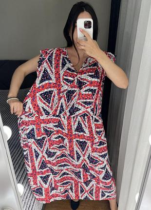 24 розмір сарафан батал великий розмір 100% віскоза сукня міді плаття платье квітковий принт