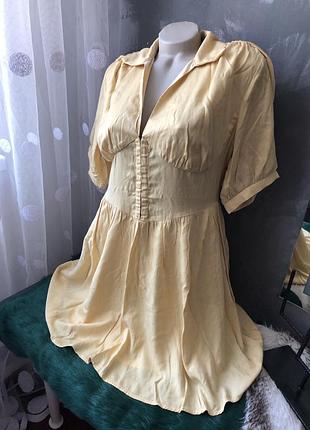Сукня 👗 з імітацією корсету жовтого кольору 💛