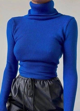 Синий базовый гольф водолазка свитер рубчик