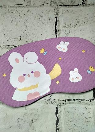 Маска для сна зайчик 19х9 см сиреневая